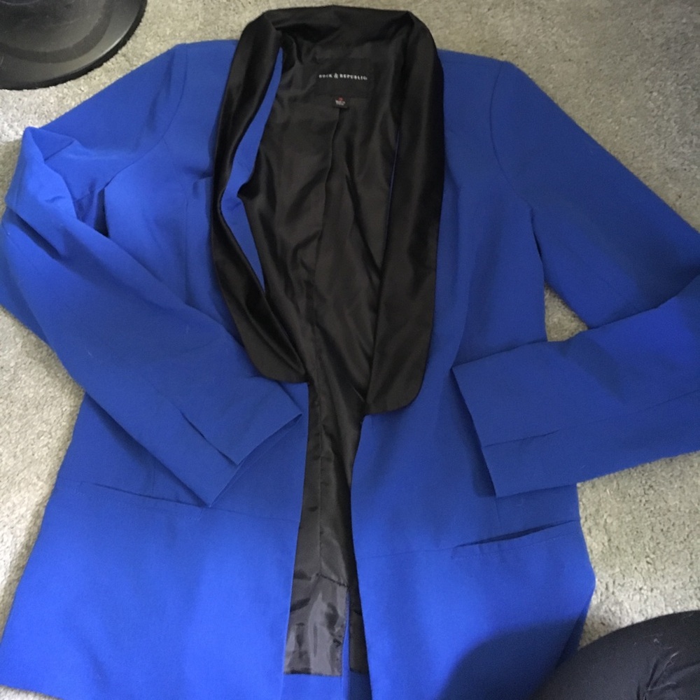 Rock & Republic Royal Blue Blazer with Black Lapel